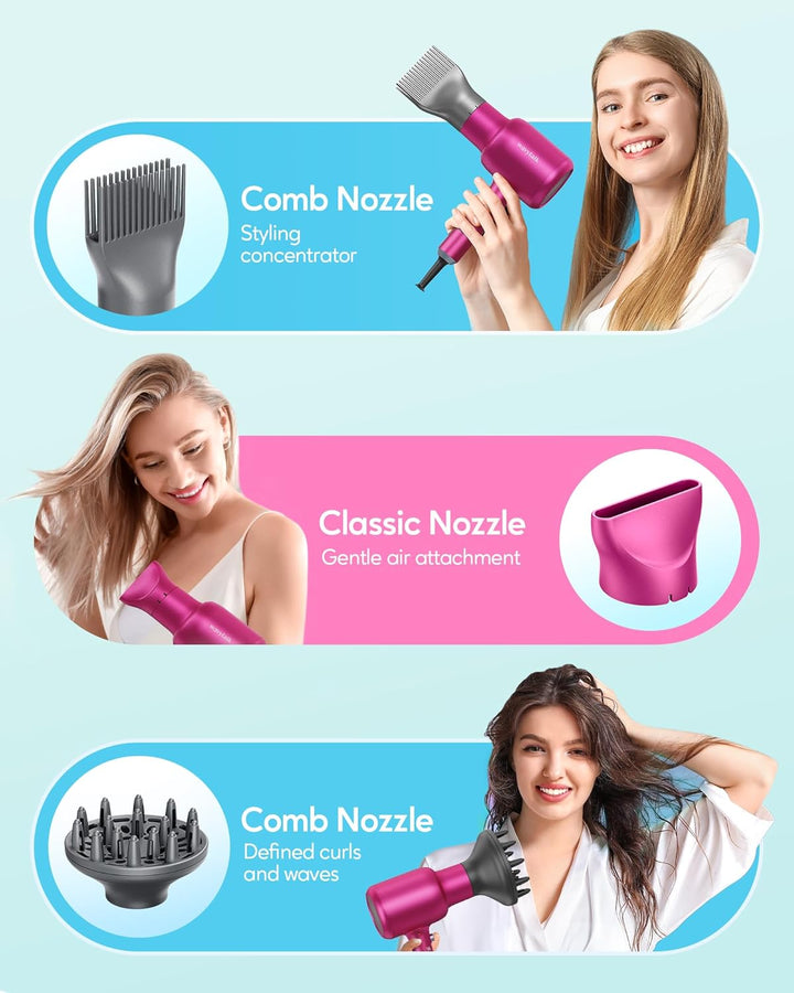 Wavytalk 1875W Ionic Hair Dryer | Diffuser & Comb for Curly Hair | Green