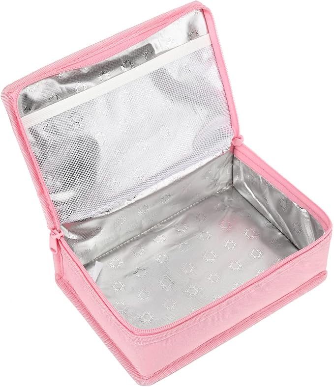 FlowFly Small Insulated Lunch box Portable Soft Bag Mini Cooler Thermal Meal Tote Kit with Handle for Work & School, Pink