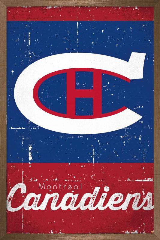 Trends International NHL Montreal Canadiens - Retro Logo 13 Wall Poster, 14.725" x 22.375", Bronze Framed Version