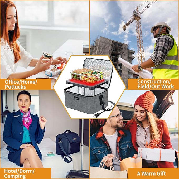 Portable Oven | 110V Portable Food Warmer | Mini Portable Microwave Electric Heated Lunch Box for Cooking & Reheating Food in Office, Dorm, Hotel, Potlucks, Travel, Home | Aotto