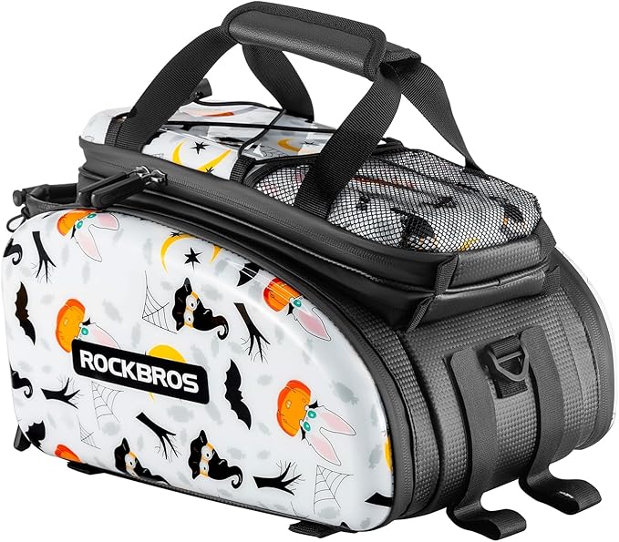 ROCKBROS Bike Rack Bag Trunk Waterproof Bike Bags for Bicycle Rear Rack EVA Hard Shell Bicycle Rear Seat Cargo Pack Pannier 35L White