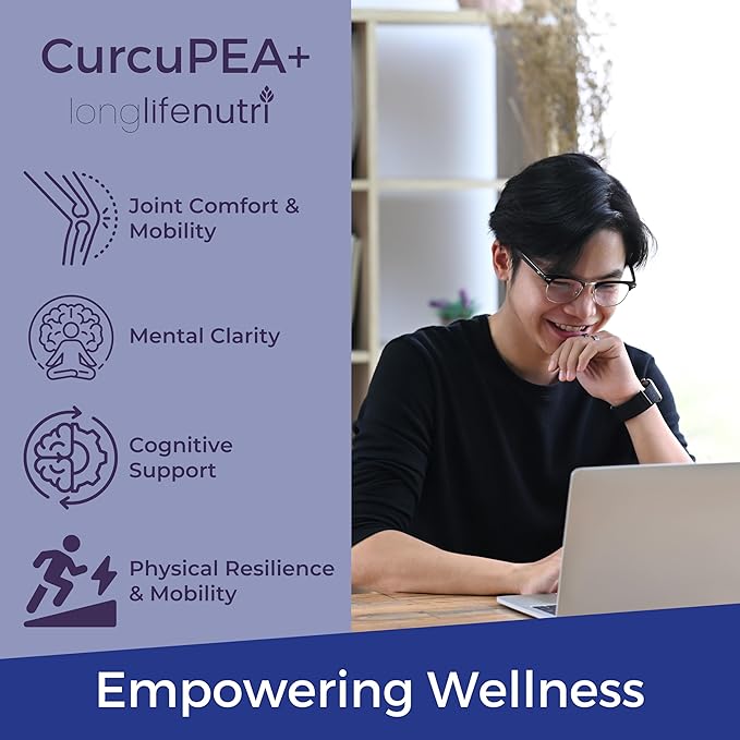 CurcuPEA+ (Palmitoylethanolamide + Turmeric Complex 600mg/1000mg) – Derived from Curcumin Longa, 180 Vegetarian Capsules, Natural Antioxidant, 3-Month Supply, GMP Certified, Vegan, Made in USA