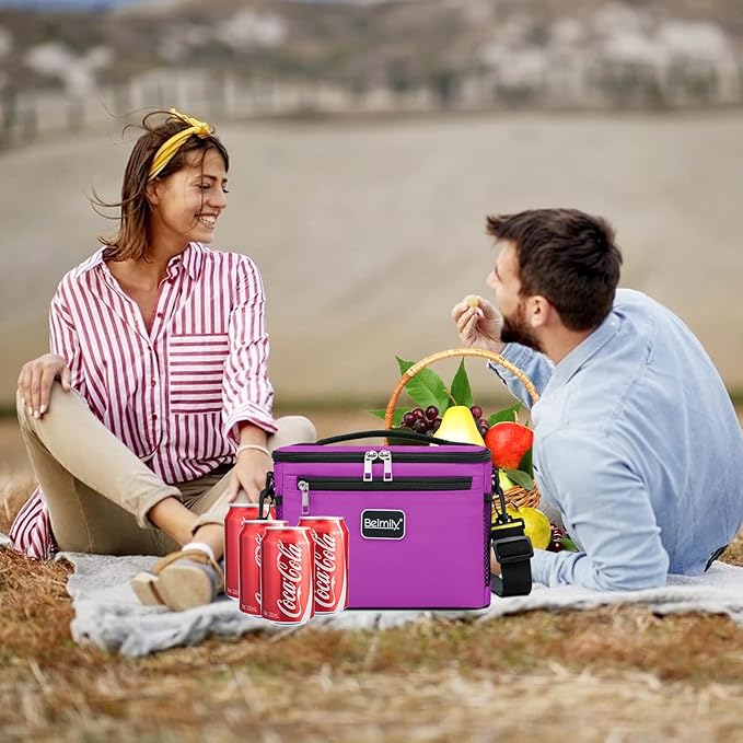 BEIMILY Lunch Bag for Women/Men,Reusable Lunch Box Small Cooler Bag Soft Sided,Leakproof Cooler Bag for Office Work Picnic Beach with Adjustable Shoulder Strap (rose purple), 2311A