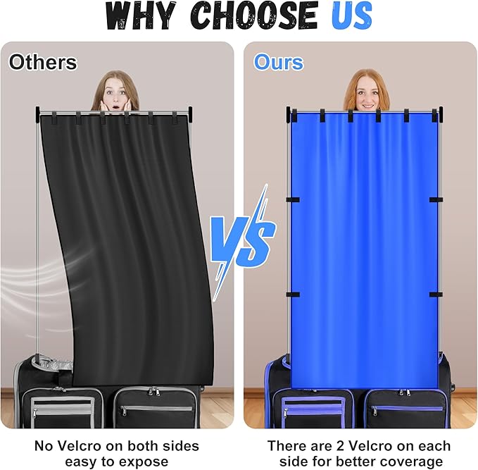 RunNico 59'' x 31.5'' Privacy Curtain for Dance Bag, Portable Dancer Changing Curtain with Storage Bag, Backstage Privacy Changing Room for Training Competition Backstage Outdoor Camping (Blue)