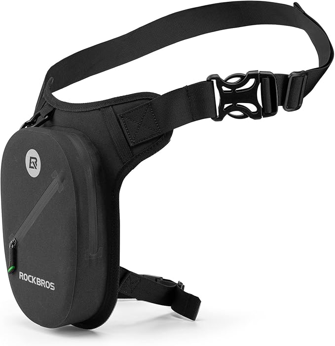 ROCKBROS Motorcycle Drop Leg Bag Small Waterproof for Men Women Bike Riding Cycling Hiking Waist Pack Thigh Fanny Pouch Outdoor Travel Camping Casual Daypack Black