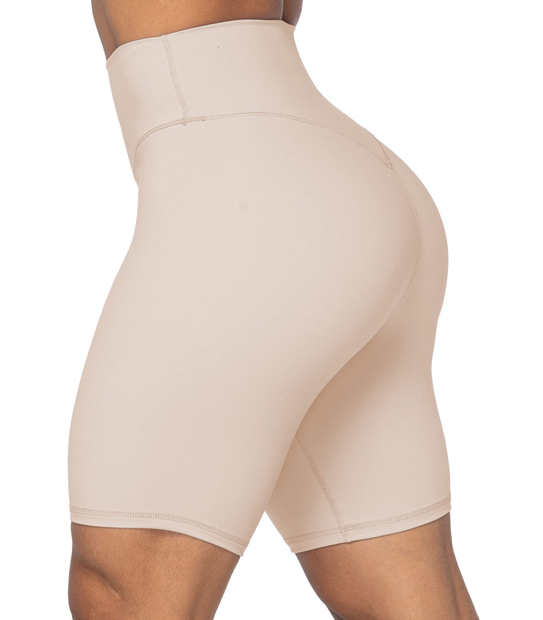 Sunzel 8" High Waist Biker Shorts for Women No Front Seam Soft Yoga Workout Gym Bike Shorts Tummy Control Squat Proof Beige