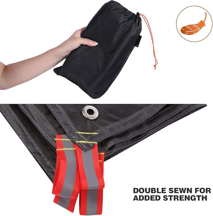 REDCAMP Ultralight Tent Footprint, PU 2000 Waterproof Camping Tent Tarp with Drawstring Carrying Bag, Waterproof Camping Tarp for Outdoor Hiking Camping