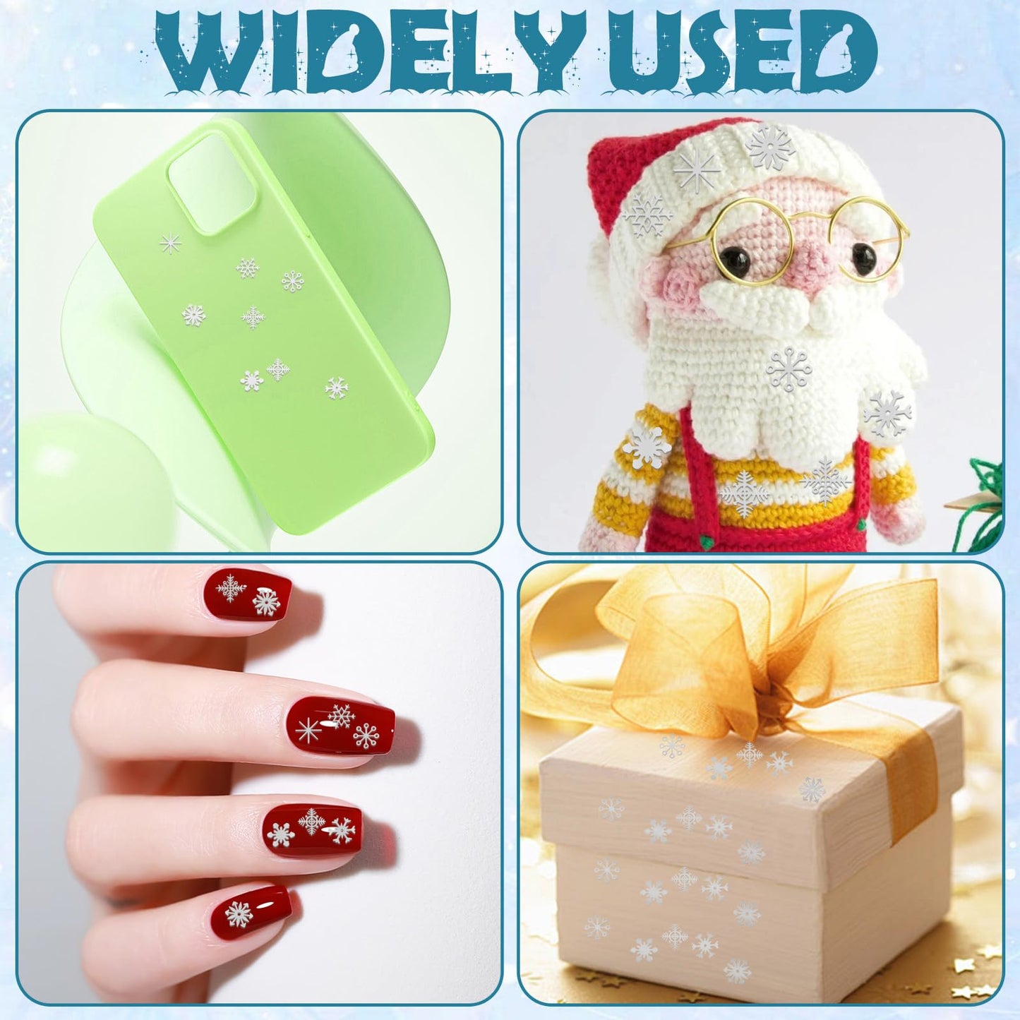 450 pcs Silver Mini Metal Snowflake Crafts Ornaments, Tiny Small Snowflakes Ornaments, Snowflake Stickers, Mini Metal Snowflake Crafts Decorations Winter Mini Snowflake Crafts DIY Small Snowflake