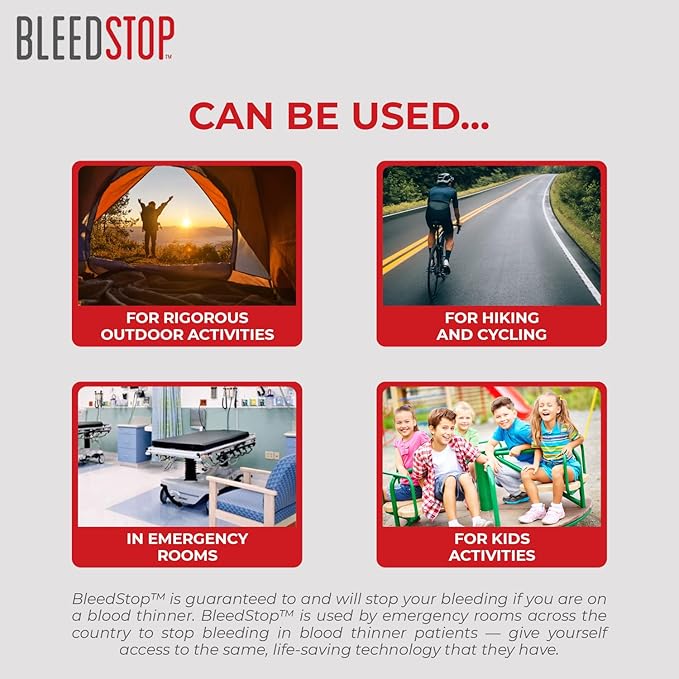 BleedStop First Aid Powder for Blood Clotting, Trauma Kit, Blood Thinner Patients, Camping Safety, and Survival Equipment for Moderate to Severe Bleeding Wounds or Nosebleeds 150 Gram