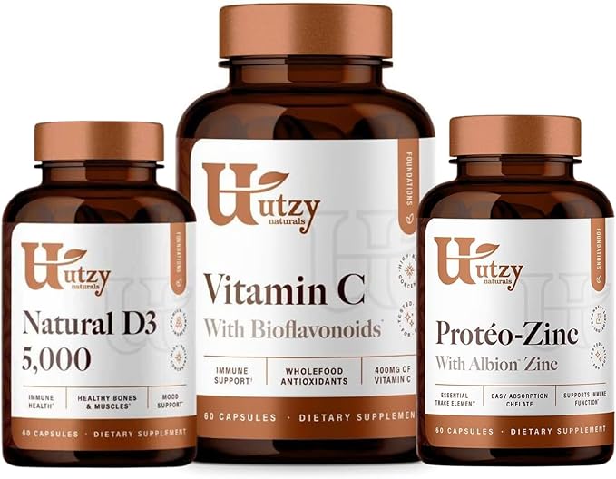 | Vitamin C Complex | 400mg Vitamin C with Acercola & Citrus Bioflavonoids + Natural D3 5,000IU + Proteo-Zinc Chelated Zinc for Immune Health