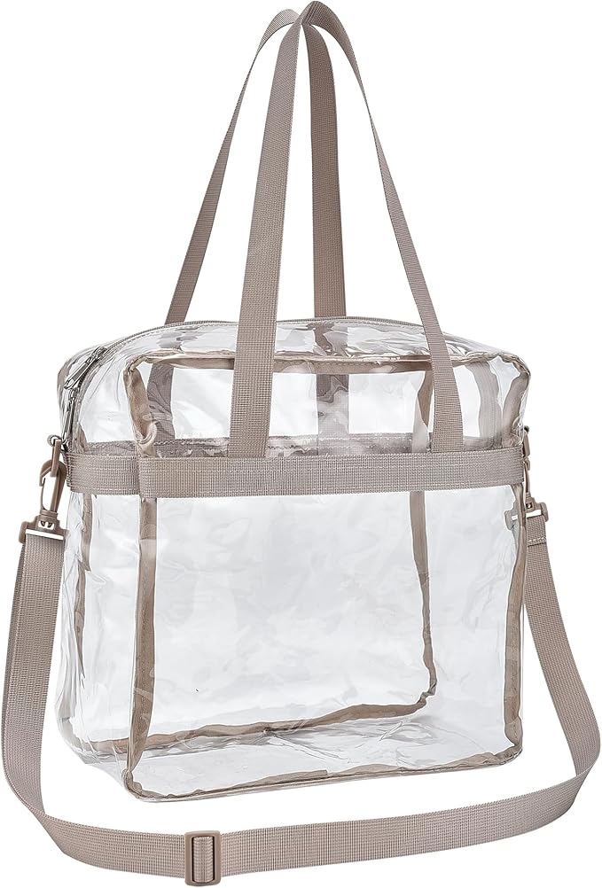 USPECLARE Clear Tote Stadium Approved, Security Travel & Gym Clear Bag for Work Sports Games Concerts