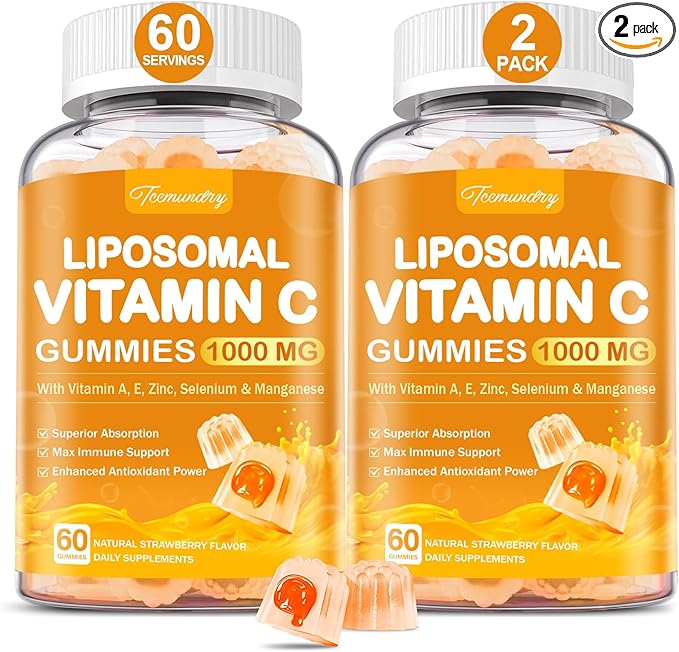 Liposomal Vitamin C Gummies 1000mg for Adults: Vitamin C Chewable Gummy with Zinc, Elderberry, Vitamins A & E