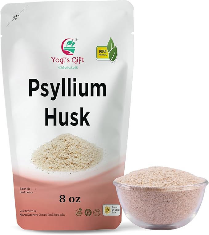 Psyllium Husk Whole 8 oz | 98% Purity | Soluble Fiber Supplement | Keto Friendly | Use in Smoothies, Cooking and Baking | Unflavored, Fine Ground, 100% Natural, Non GMO | by Yogi's Gift®