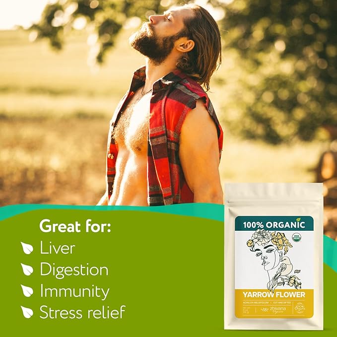 Yarrow Flower Tea Organic - Dried Yarrow Herb Loose Leaf - Herbal Tea to Support Cardiovascular Health, Immune Function & Relaxation - 4 Ounces