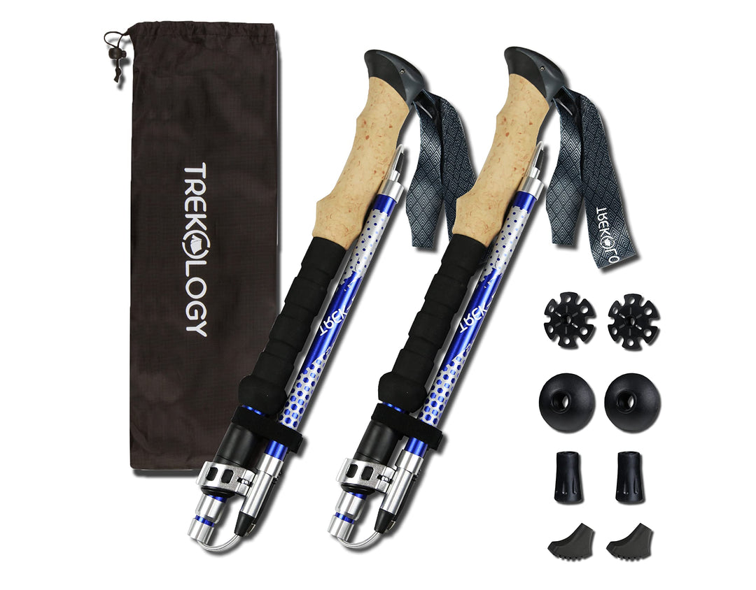 TREKOLOGY TREK-Z Collapsible Hiking & Trekking Poles - Balance Support for Seniors, Women, and Men, 2pc Per Set