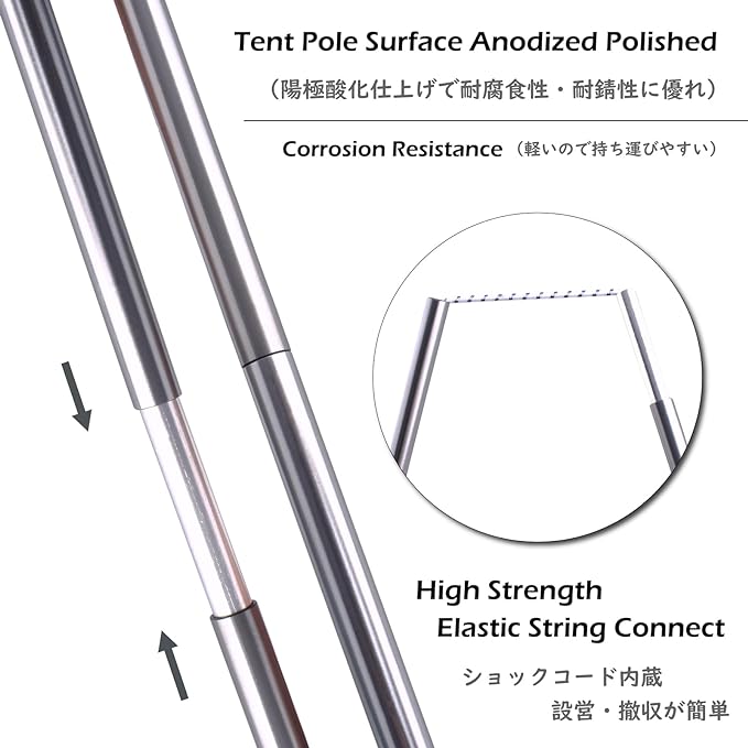 TRIWONDER Tent Pole 2 PCS - Aluminium Rod Tent Pole Replacement Accessories Tent Bar Tent Building Supporting Rod Awning Frames Kit for Hiking Camping