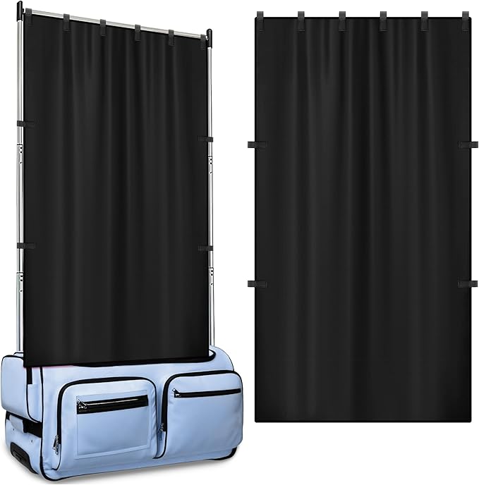 RunNico 59'' x 31.5'' Privacy Curtain for Dance Bag, Portable Dancer Changing Curtain with Storage Bag, Backstage Privacy Changing Room for Training Competition Backstage Outdoor Camping (Black)