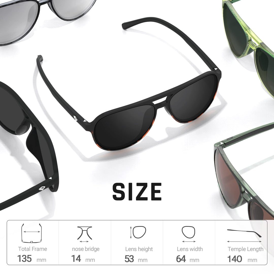 TOREGE Polarized Sunglasses For Men Women Aviator Sunglasses, Lightweight Sports Sun Glasses UV400 Protection For Driving Cycling Fishing Boating Beach Golf TR75 (Black Amber&Black&Gray Lens C3)