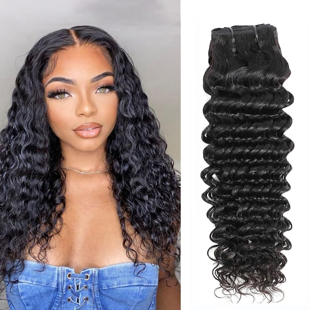 Deep Wave Bundles Human Hair Bundles 24 Inch Hair Bundles 12A Unprocessed Brazilian Virgin Human Hair Bundles Double Weft Deep C