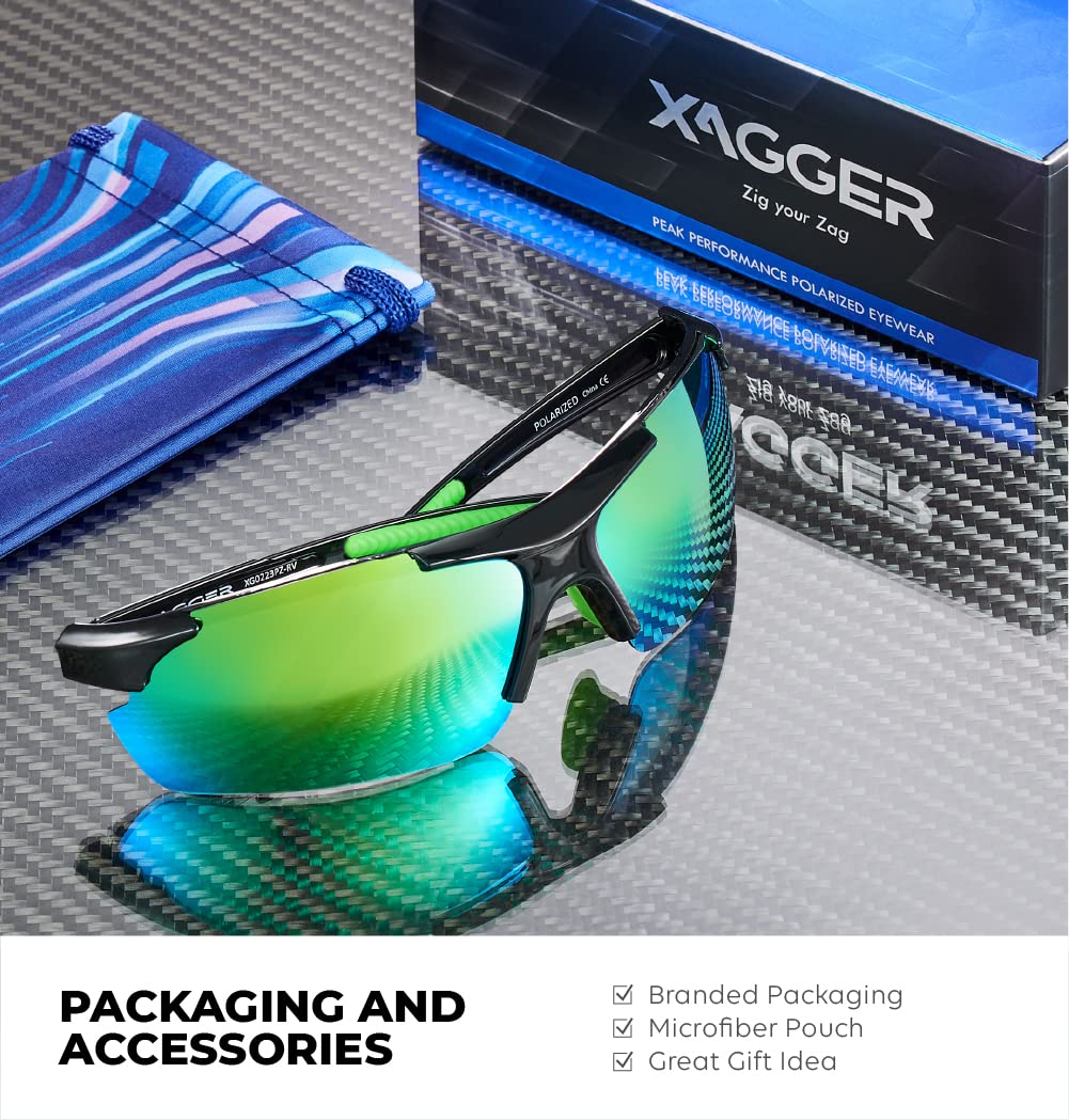 Xagger Polarized Wrap Around Sport Sunglasses for Men Women UV400 Baseball Softball Running Cycling Glasses