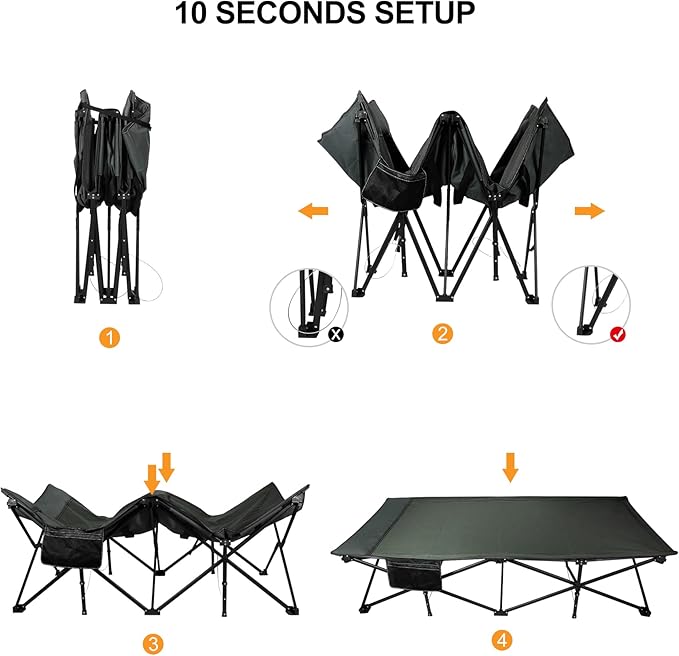 REDCAMP 39.4" W Extra Large Camping Cot for Adults 500lbs, Oversized Tall Sleeping Cots Heavy Duty, XXL Cots Portable for Outdoor Indoor Office, Dark Grey