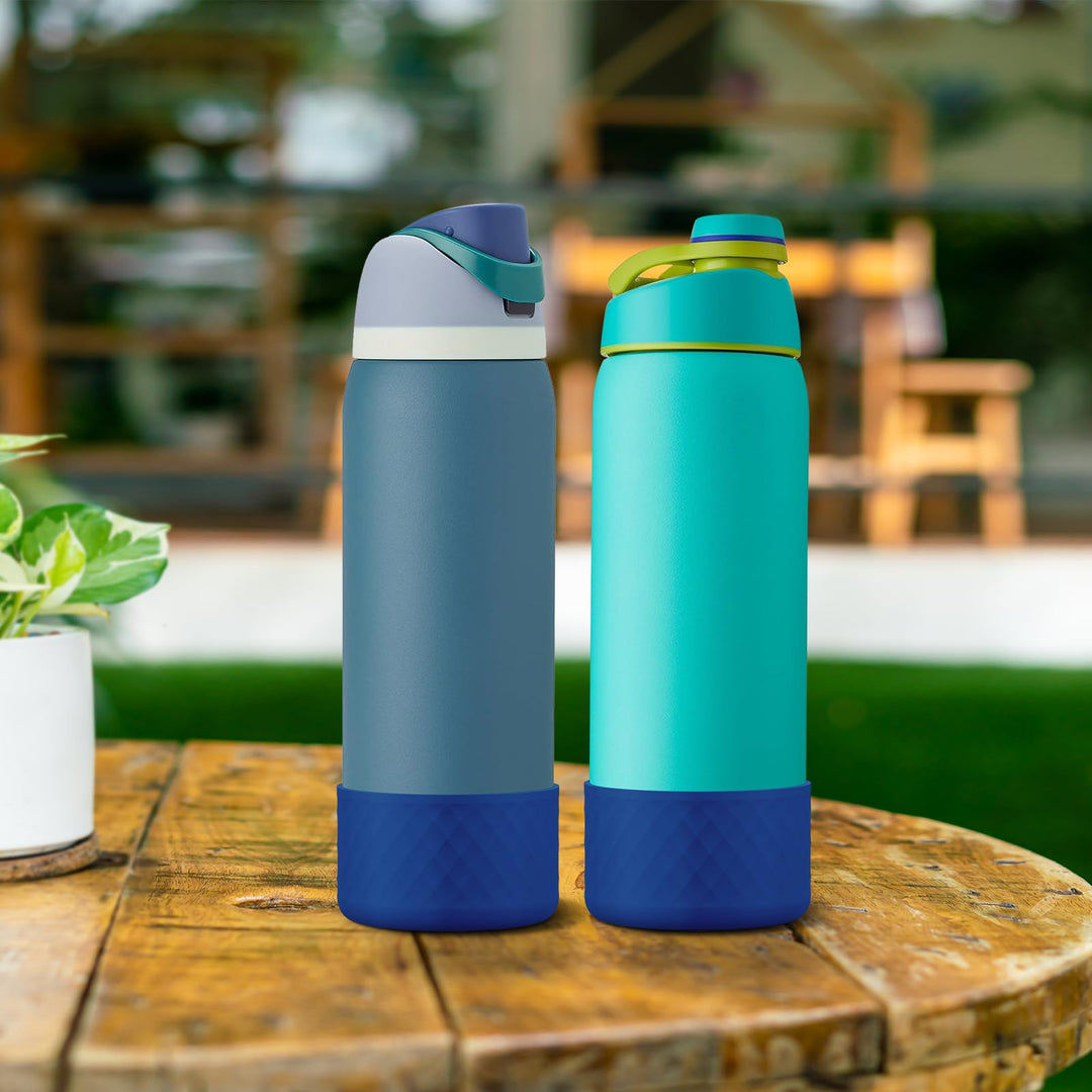 Alwenid 2PCS Silicone Water Bottle Boot for Owala 40 Oz, Anti-Slip Protective Sleeve Bottom Bumper Protector for FreeSip, Twist, and Flip Stainless Steel Water Bottles (Royal Blue)