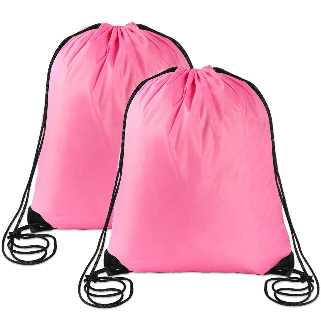 Sliverdew 2 Pcs Pink Drawstring Backpack Bags Sports Cinch Sack String Bags Drawstring Gym Bag Draw String Backpack Bulk Swimming String Bags