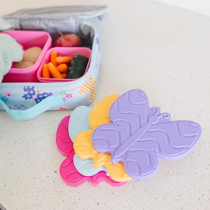 Wildkin Kids Ice Packs (4 Packs) for Boys & Girls, Perfect for Daycare & Preschool Slim & Reusable Ice Packs, Keep Lunches Fresh & Cool for School & Travel, Portable Ice Packs for Kids (Butterfly)