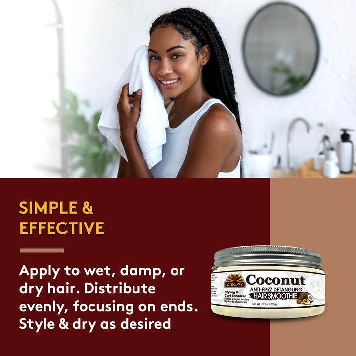Okay coconut anti frizz detangling hair smoothie 7.25 ounce, Beige, 7.25 Ounce