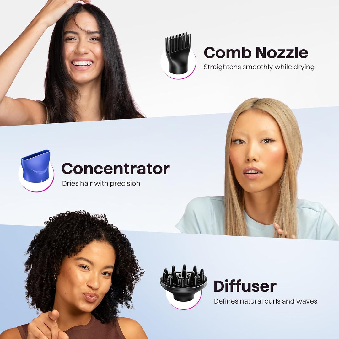 Wavytalk 1875W Ionic Hair Dryer | Diffuser & Comb for Curly Hair | Green