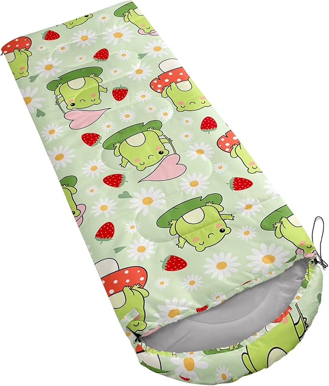 AILONEN Kids Floral Cat Camping Sleeping Bags,Lightweight & Waterproof,3 Season Warm & Cool Weather,Kawaii Kitten Sleeping Bags for Girls Adults,Travelling,Outdoors