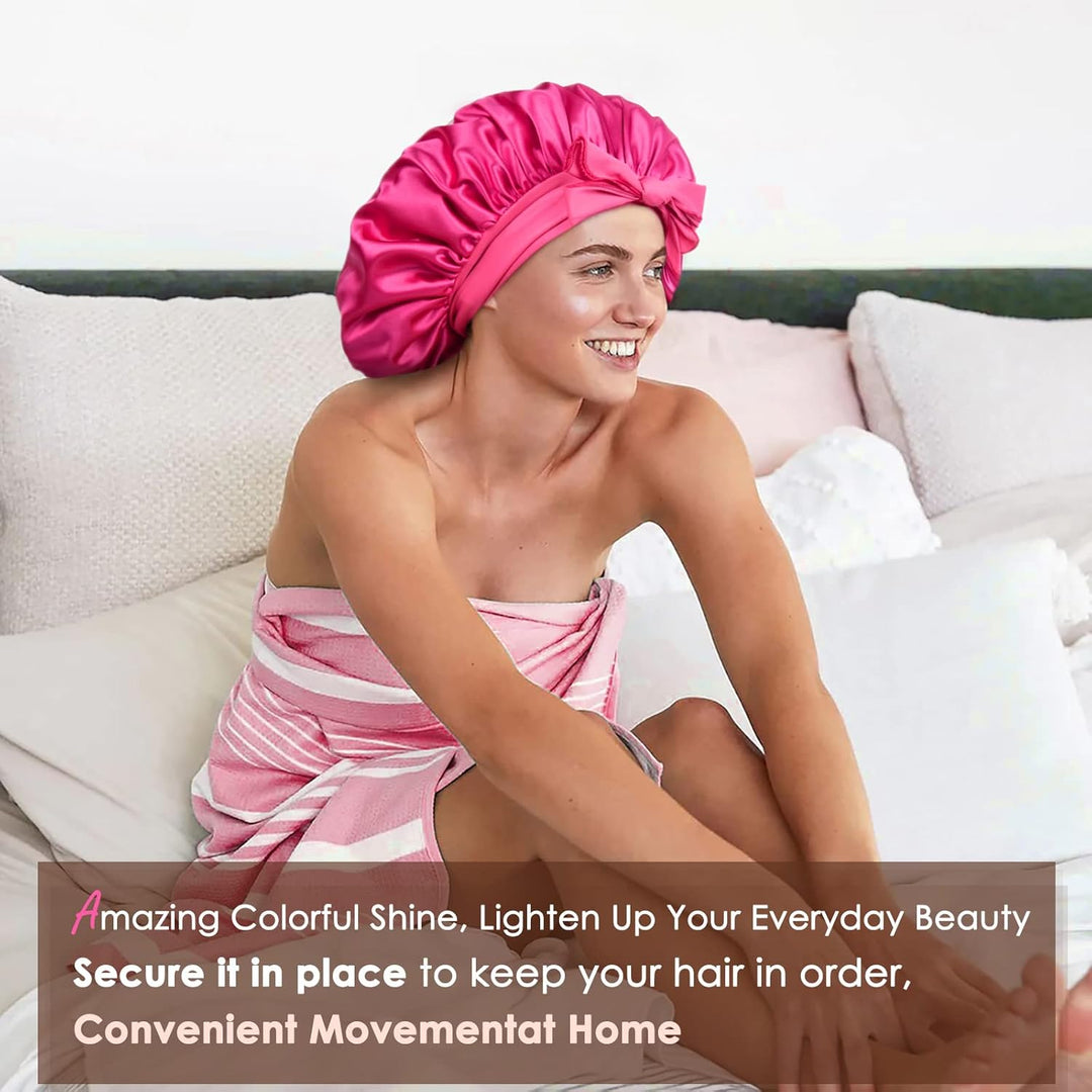 Silk Sleeping Bonnet for Women | Double Layer Satin Lined | Burgundy