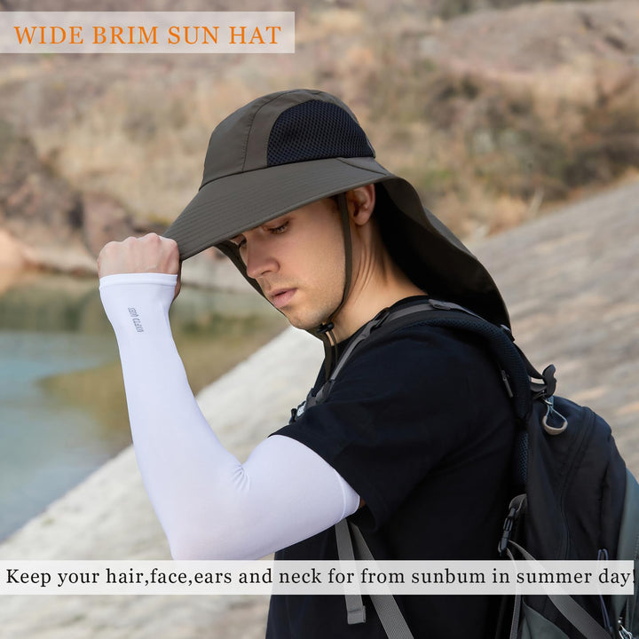 Sun Hat for men women with Neck Flap,UPF 50+ UV Protective Hiking Fishing Hats,Wide Brim Sun Hat for Women&Men