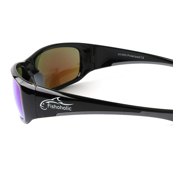 Fishoholic BiFocal - x1.5 x2.0 x2.5 (Reader) Magnification - Polarized Bi-Focal Fishing Sunglasses - UV400 Great Fishing Gift (Vx1.5-GB-BLU-gry)