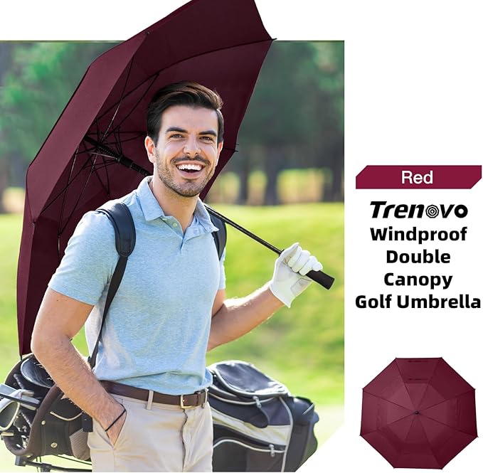 Auto Open Golf Umbrellas 62/68/72 Inch Extra Large Oversize for Business & Home, Ventilated Double Canopy Windproof Waterproof Stick Umbrella for Rain & strong wind