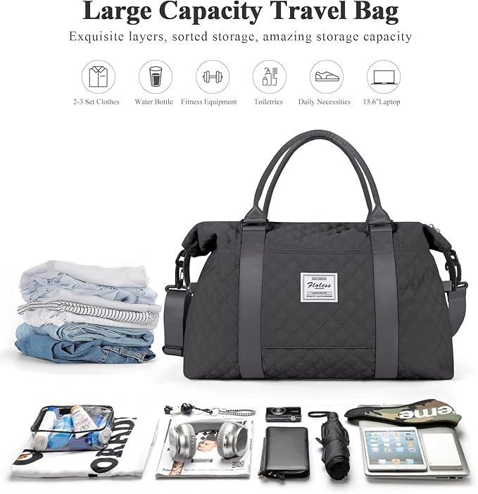 Travel Duffel Bag,Sports Tote Gym Bag,Shoulder Weekender Overnight Bag for Women