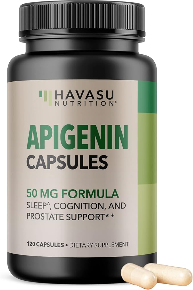 Apigenin Capsules 50mg - 120 Count Vegan, Non-GMO, Sleep & Cognitive Support Supplement - Chamomile Flavonoid for Relaxation, Prostate Health, Melatonin-Free, Liposomal Formula for Enhanced Absorption