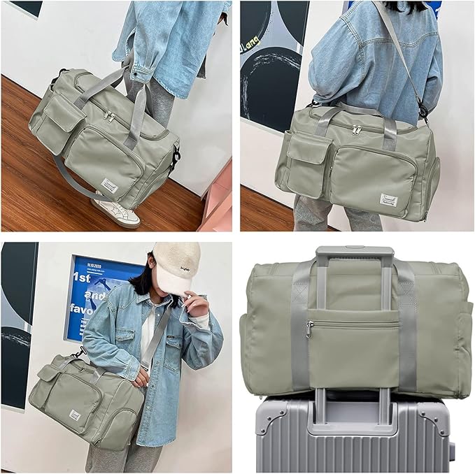 Sports Gym Duffel Bag with Shoes Compartment and Dry Wet Separated Pocket for Men and Women - Overnight Weekender Training Handbag Yoga Bag - Dark Gray