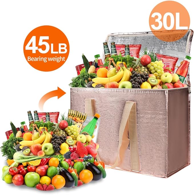 Insulated Reusable Grocery Shopping Bags, 4 Packs