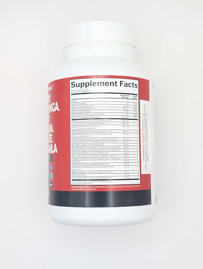 Clean Nutraceuticals Tart Cherry Extract Capsules with Turmeric Moringa Cranberry Chanca Piedra Celery Quercetin ACV Pomegranate L Selenomethionine - Uric Levels - 2Pack