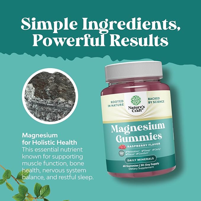 Sugar Free Magnesium Gummies for Adults - Vegan Chewable Magnesium Citrate Gummies with 180mg Elemental - Relaxing Gummy Non GMO Halal and Gluten Free Berry Flavor (2 Months)