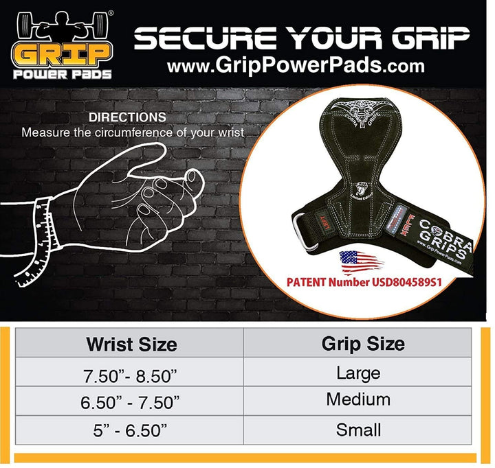 2018 Cobra Grips Flex Model Weight Lifting Gloves Heavy Duty Straps Alternative Power Lifting Hooks Best for Deadlifts with Padded Wrist Wrap Support Bodybuilding (Small, TM Snake)