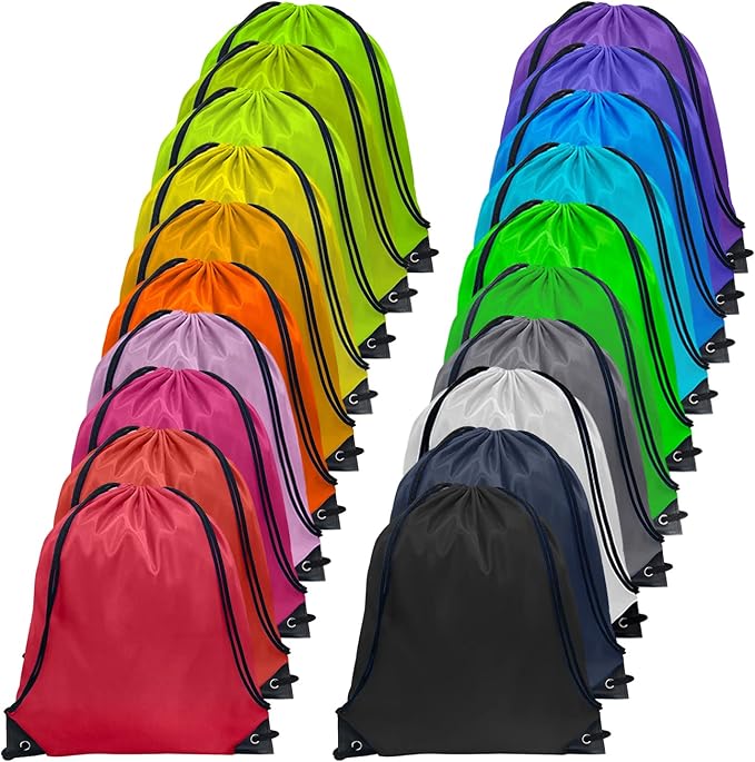 GoodtoU Drawstring Bags Bulk, 40 Pcs Draw String Bags Nylon Cinch Bags Gym Drawstring Backpack String Bag Backpack, 20 Colors