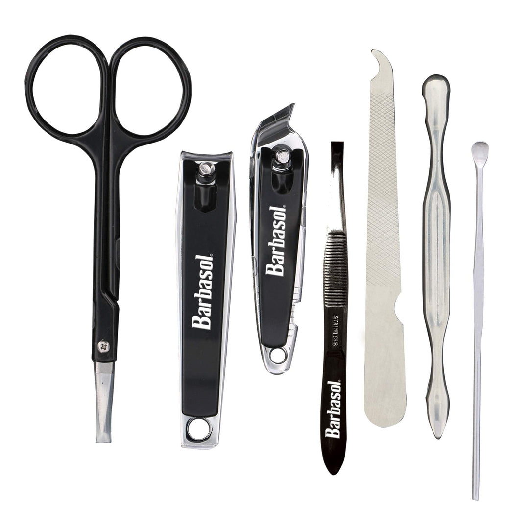 Barbasol 8 Piece Travel Manicure Set with Scissors, Nail Clippers, Nail File, Tweezers, Cuticle Pushers and Travel Case