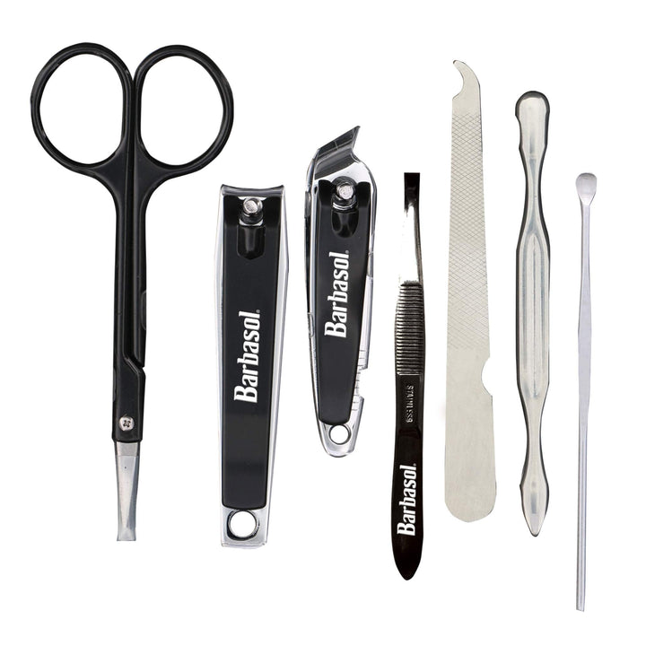 Barbasol 8 Piece Travel Manicure Set with Scissors, Nail Clippers, Nail File, Tweezers, Cuticle Pushers and Travel Case