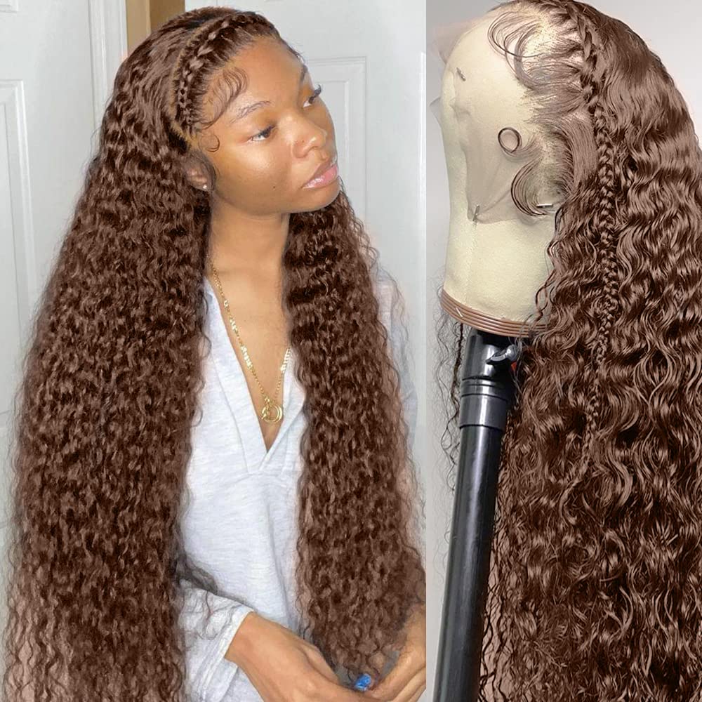 200% Density Mongolian Curly Lace Front Wigs Human Hair 13X6 Auburn Brown Hd Transparent Lace Front Wigs Human Hair For Women Wi
