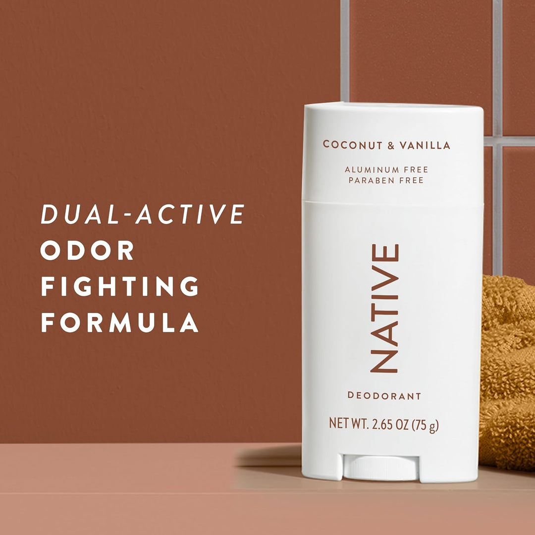 Native Deodorant | 72-Hour Odor Control | Aluminum-Free, Coconut & Vanilla, 3-Pack