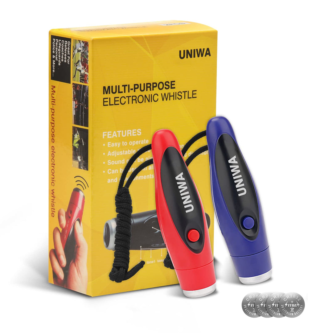 UNIWA Electronic Whistles, 2 Pack Handheld 3 Tone High Volume Electric Whistle with Lanyard for Teacher Coach Referee, Loudest Emergency Whistle Volleyball Soccer Sports Whistle