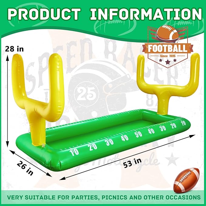 2 Pack Inflatable Football Field Cooler Football Party Drink Cooler Football Party Decor Inflatable Ice Serving Bar for Sports Party Supplies Drink Beer Food, 28 x 53 in