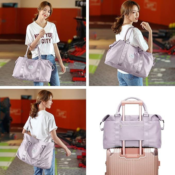 Travel Duffel Bag,Sports Tote Gym Bag,Shoulder Weekender Overnight Bag for Women